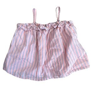 Old Navy Pink and Blue Striped Ruffle Top